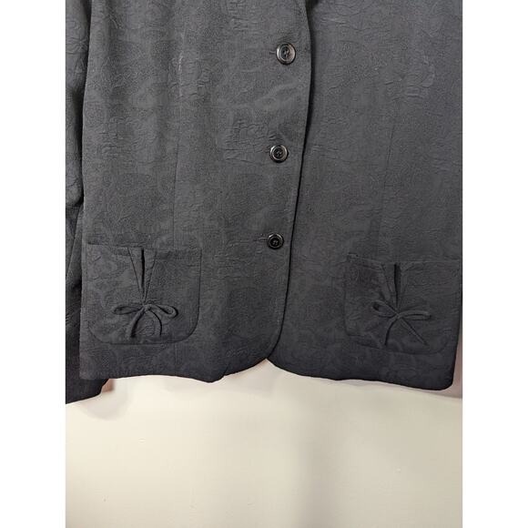 Blacker by Stanley Blacker Blazer Womens Size 14 Black Textured Jacket  Buttons - Picture 3 of 10